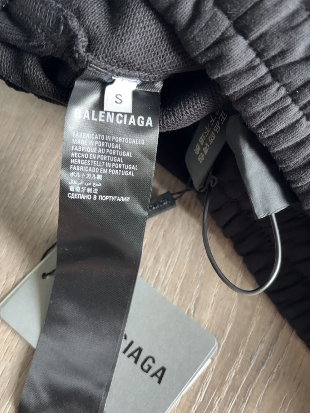 Balenciaga Black Ribbed Elastic Waist Shorts with Logo Tag